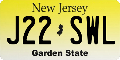 NJ license plate J22SWL