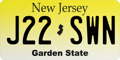 NJ license plate J22SWN