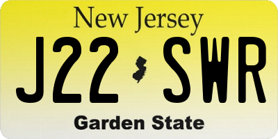 NJ license plate J22SWR