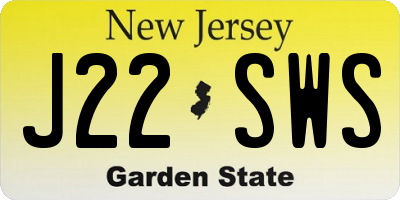 NJ license plate J22SWS