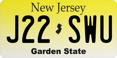 NJ license plate J22SWU