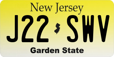 NJ license plate J22SWV