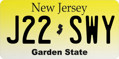 NJ license plate J22SWY