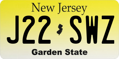 NJ license plate J22SWZ