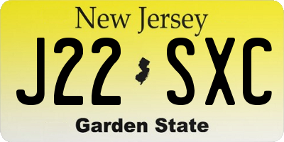 NJ license plate J22SXC