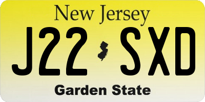 NJ license plate J22SXD