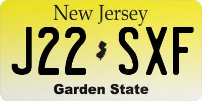 NJ license plate J22SXF