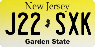 NJ license plate J22SXK