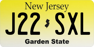 NJ license plate J22SXL