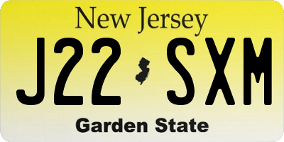 NJ license plate J22SXM