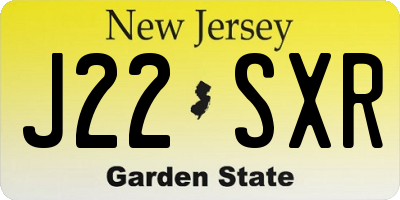 NJ license plate J22SXR