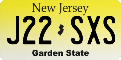 NJ license plate J22SXS