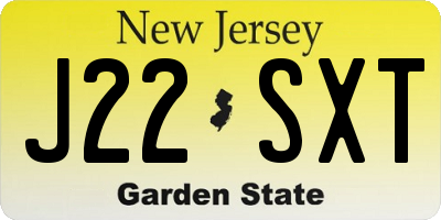 NJ license plate J22SXT