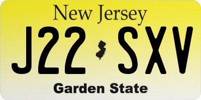NJ license plate J22SXV