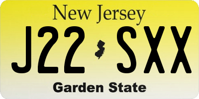 NJ license plate J22SXX