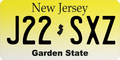 NJ license plate J22SXZ