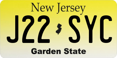NJ license plate J22SYC