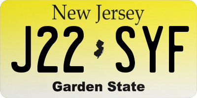 NJ license plate J22SYF