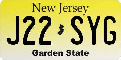 NJ license plate J22SYG