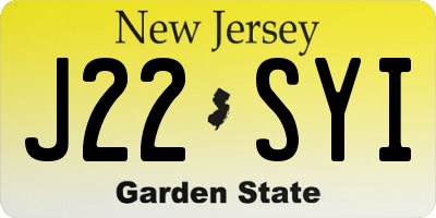 NJ license plate J22SYI