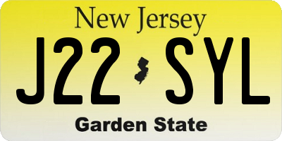NJ license plate J22SYL