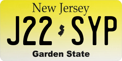 NJ license plate J22SYP