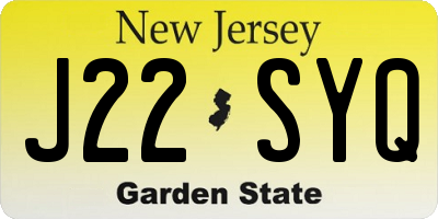 NJ license plate J22SYQ