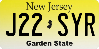 NJ license plate J22SYR