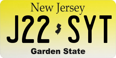NJ license plate J22SYT