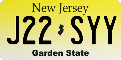 NJ license plate J22SYY