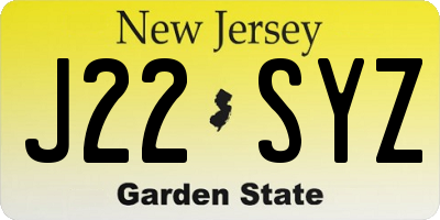 NJ license plate J22SYZ