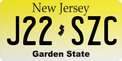 NJ license plate J22SZC