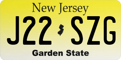 NJ license plate J22SZG