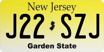 NJ license plate J22SZJ