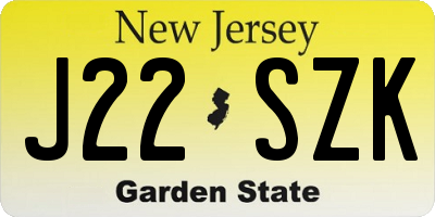 NJ license plate J22SZK