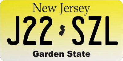 NJ license plate J22SZL