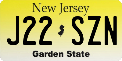 NJ license plate J22SZN