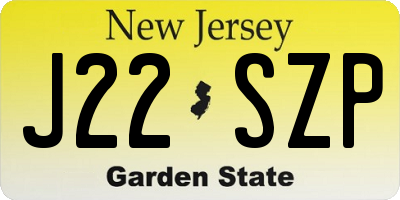 NJ license plate J22SZP