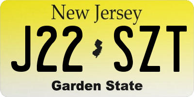 NJ license plate J22SZT