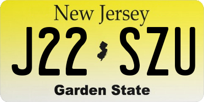 NJ license plate J22SZU