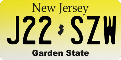 NJ license plate J22SZW