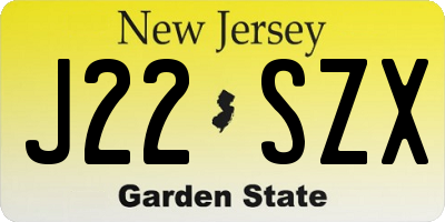 NJ license plate J22SZX