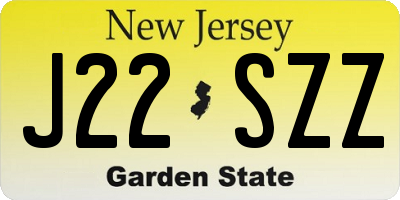 NJ license plate J22SZZ