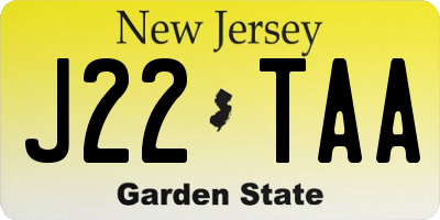 NJ license plate J22TAA
