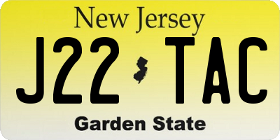 NJ license plate J22TAC