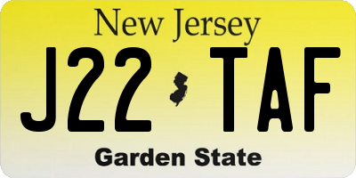 NJ license plate J22TAF