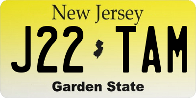 NJ license plate J22TAM
