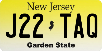NJ license plate J22TAQ