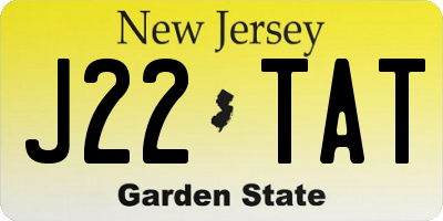 NJ license plate J22TAT