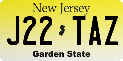 NJ license plate J22TAZ
